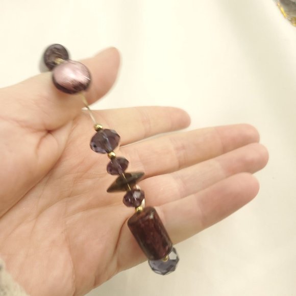 Womens Purple Elastic Stretch Adjustable Fashion Jewelry Beaded Bracelet - Picture 2 of 8